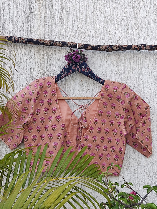 PEACH FLORAL READYMADE BLOUSE