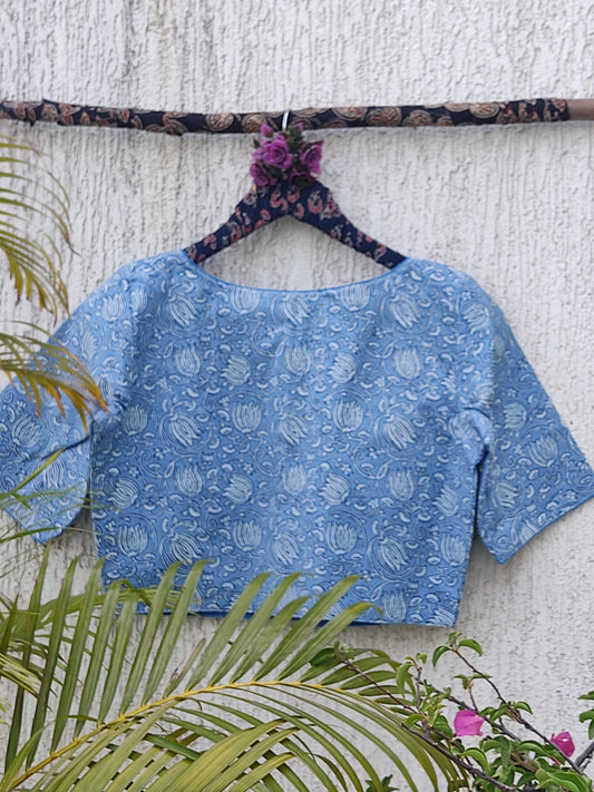 BLUE LOTUS PRINT READYMADE BLOUSE