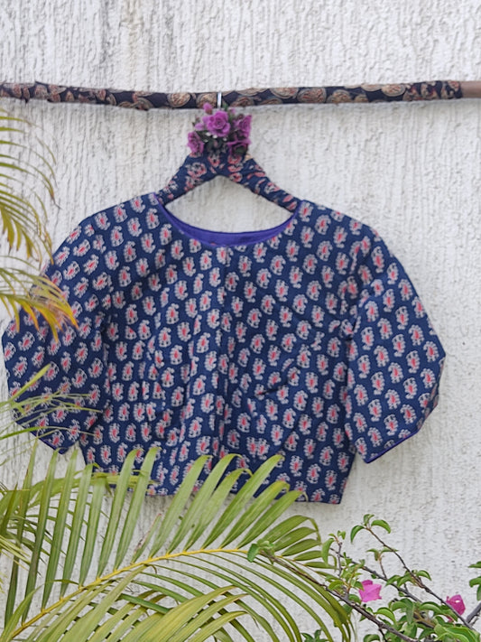 INDIGO PAISLEY HANDBLOCK PRINTED READYMADE BLOUSE