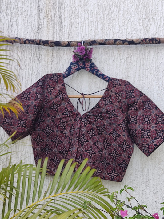 BLACK AJRAKH READYMADE BLOUSE