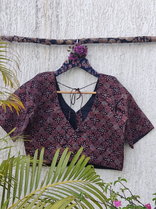 BLACK AJRAKH READYMADE BLOUSE