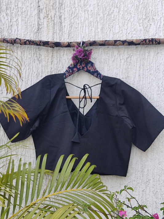 BLACK PLAIN REDAYMADE BLOUSE