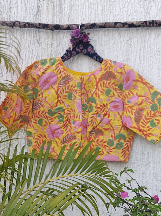 FLORAL JAAL SANGANERI PRINT READYMADE BLOUSE