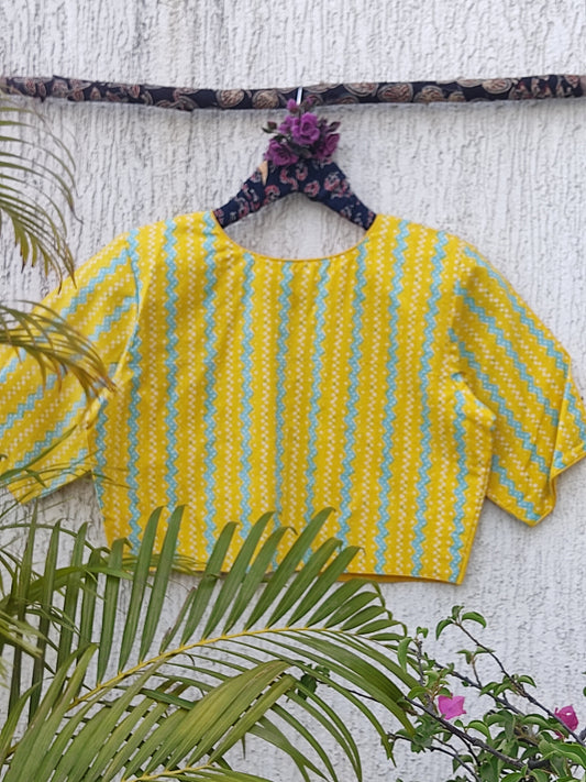 ZIG-ZAG SANGANERI PRINT READYMADE BLOUSE
