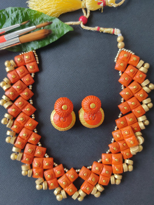 Terracotta Orange Handpainted Set