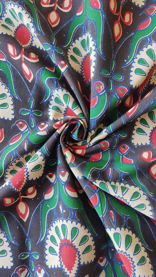 BIRD KALAMKARI HANDPRINTED COTTON FABRIC