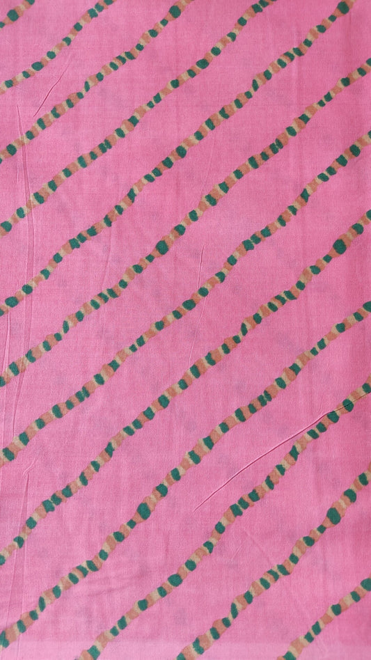 PINK LEHARIYA HANDBLOCK PRINTED COTTON FABRIC