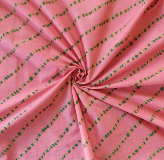 PINK LEHARIYA HANDBLOCK PRINTED COTTON FABRIC