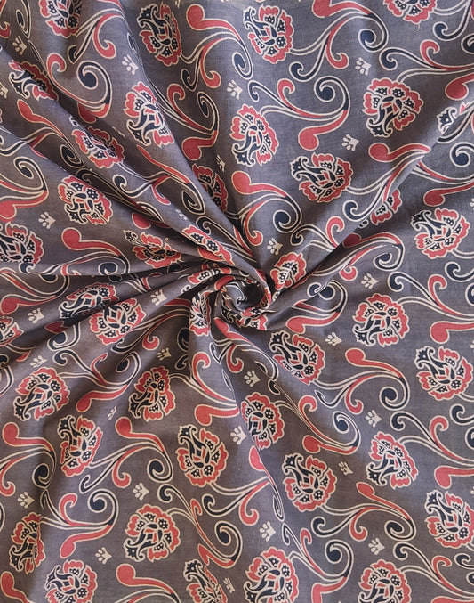 PURE COTTON BROWN AJRAKH PRINTED COTTON FABRIC