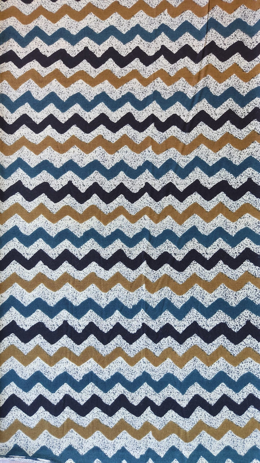 ZIGZAG PATTERN HANDPRINTED COTTON FABRIC