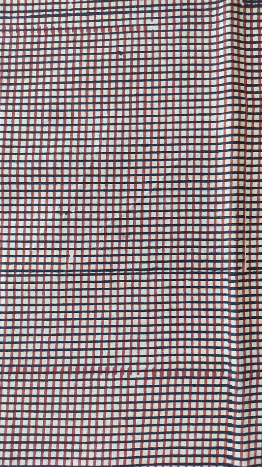 PURE COTTON RUST BLACK CHECKS AJRAKH PRINTED COTTON FABRIC