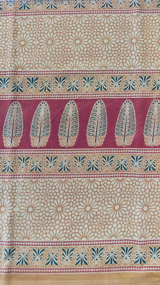 PURE COTTON MUSTARD BIG BORDER AJRAKH PRINTED COTTON FABRIC