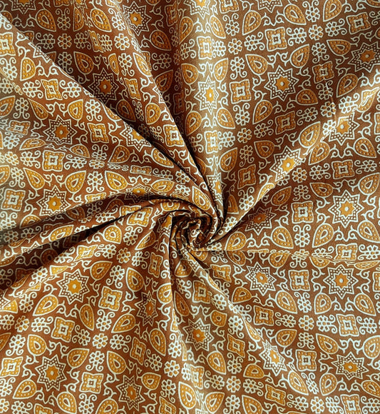 PURE COTTON MUSTARD PRINTED COTTON FABRIC