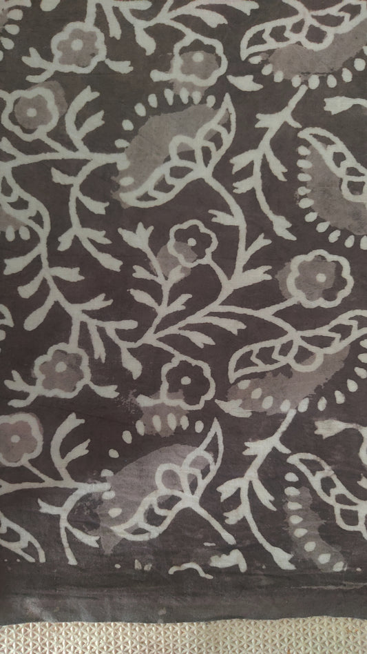 Pure Cotton Kashish Floral Jaal Dabu Handblock Printed Cotton Fabric