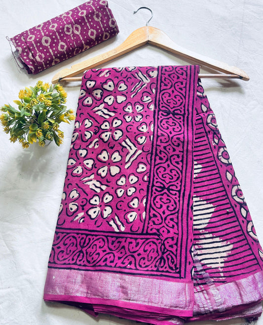 COOL FLOWER COTTON LINEN SAREE