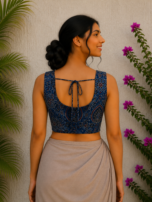 INDIGO MOR SILK READYMADE BLOUSE