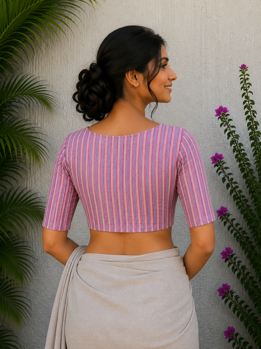 PINK WOVEN STRIPES READYMADE BLOUSE