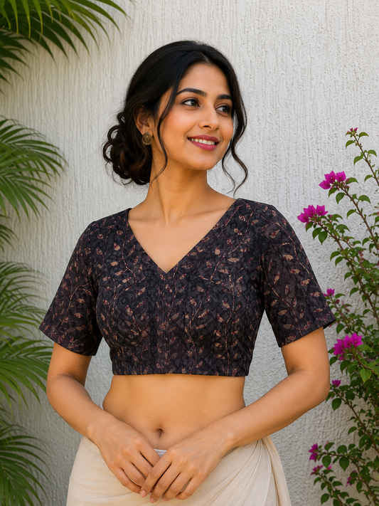 DARK BROWN READYMADE BLOUSE