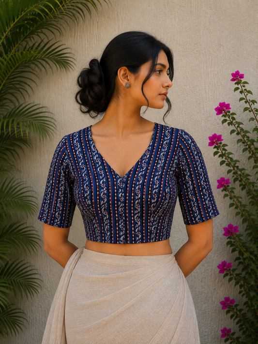 INDIGO MAROON STRIPES REDYMADE BLOUSE