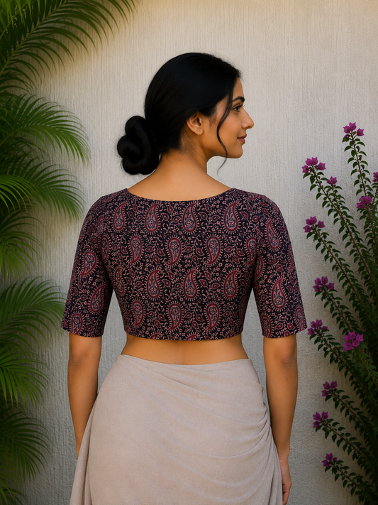 BLACK AJRAKH READYMADE BLOUSE
