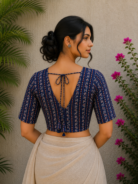 INDIGO MAROON STRIPES REDYMADE BLOUSE
