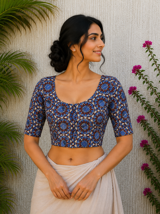 AJRAKH HANDBLOCK PRINTED READYMADE BLOUSE