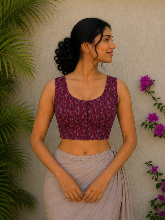 MAROON PAISLEY READYMADE BLOUSE