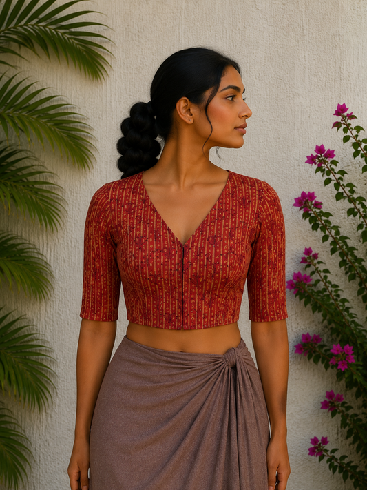 RUST STRIPES BUTTI READYMADE BLOUSE