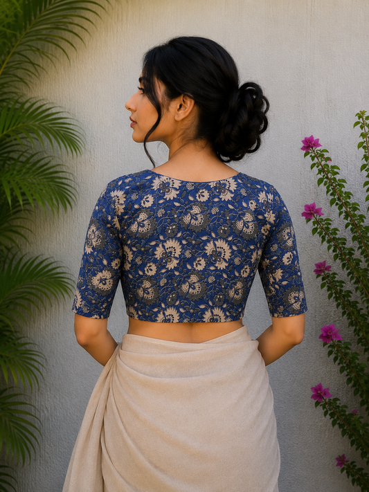 INDIGO KALAMKARI READYMADE BLOUSE