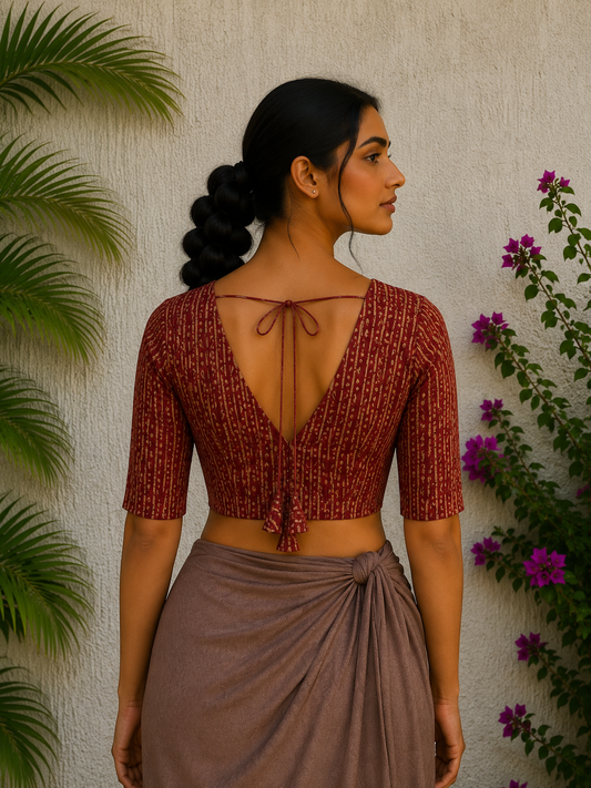 RUST STRIPES BUTTI READYMADE BLOUSE