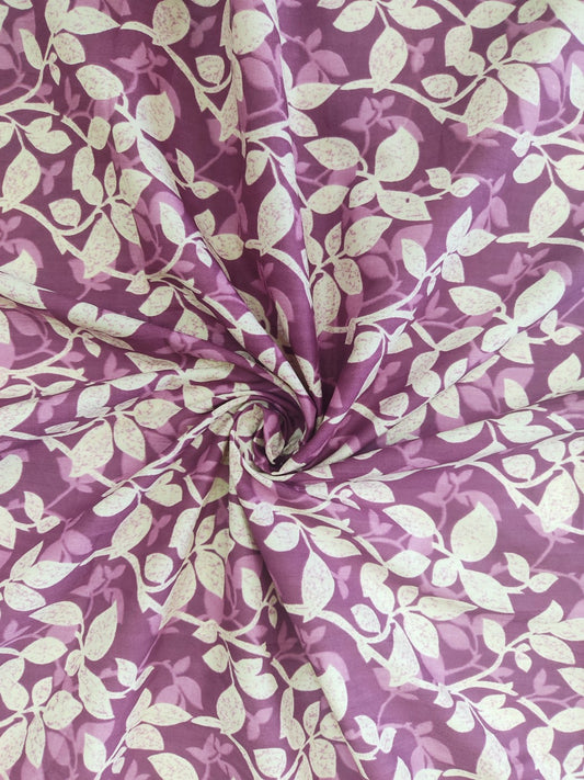 PURPLE FLORAL JAAL PATTERN HANDPRINTED COTTON FABRIC