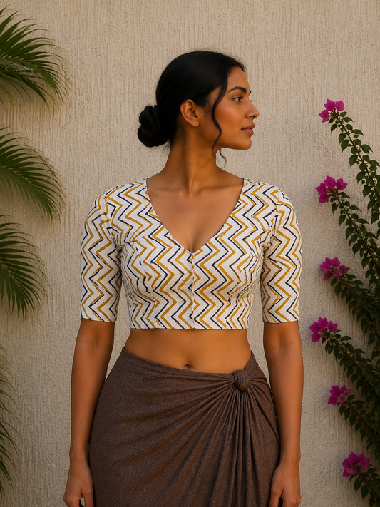 OFFWHITE ZIG ZAG READYMADE BLOUSE