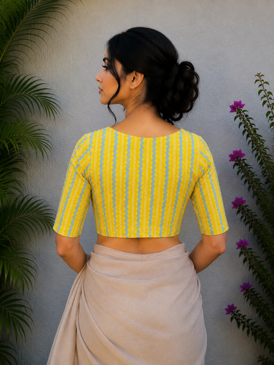 ZIG-ZAG SANGANERI PRINT READYMADE BLOUSE