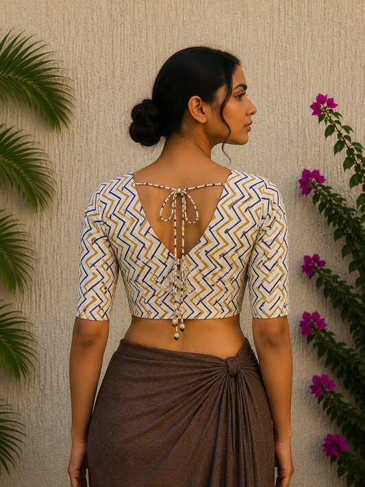 OFFWHITE ZIG ZAG READYMADE BLOUSE