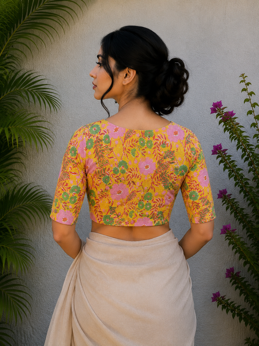 FLORAL JAAL SANGANERI PRINT READYMADE BLOUSE