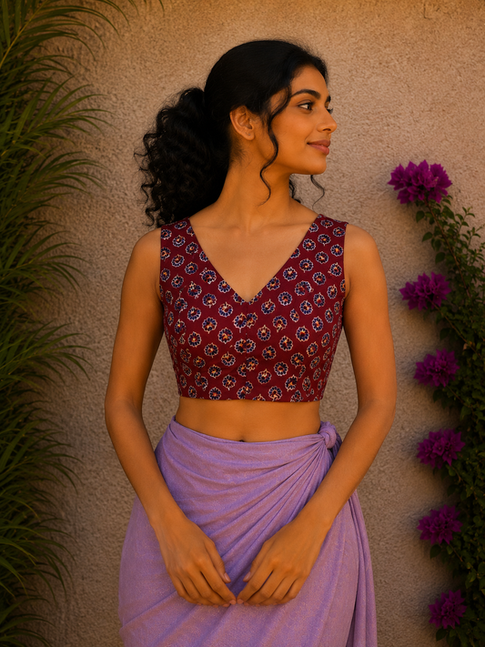 MAROON FLORAL READYMADE BLOUSE