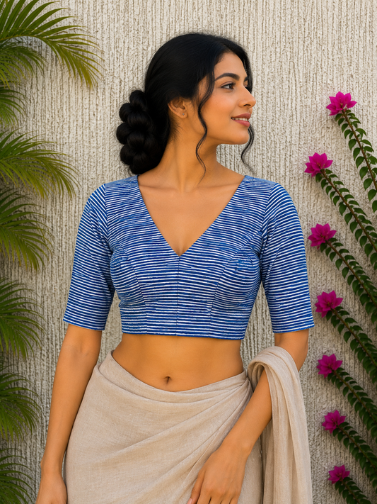 BLUE STRIPES READYMADE BLOUSE