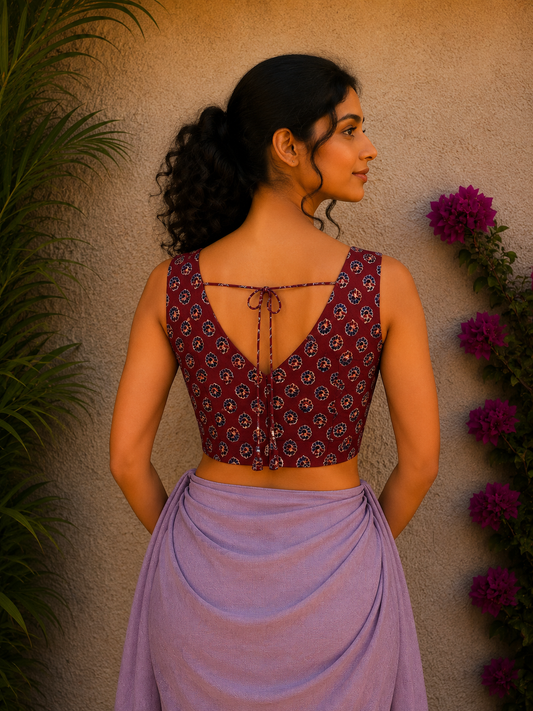 MAROON FLORAL READYMADE BLOUSE