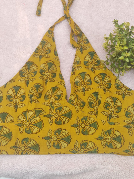 Knotting MUSTARD Ajrakh Butta