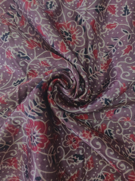 BROWN  JAAL AJRAKH HANDBLOCK PRINTED MUSHRU SILK FABRIC