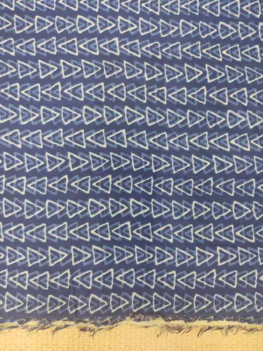 INDIGO GEOMETRICAL PATTERN HANDPAINTED COTTON FABRIC