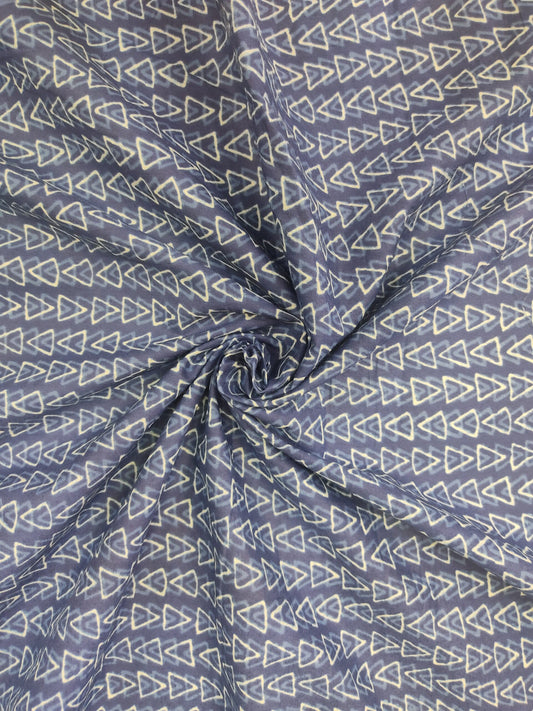 INDIGO GEOMETRICAL PATTERN HANDPAINTED COTTON FABRIC