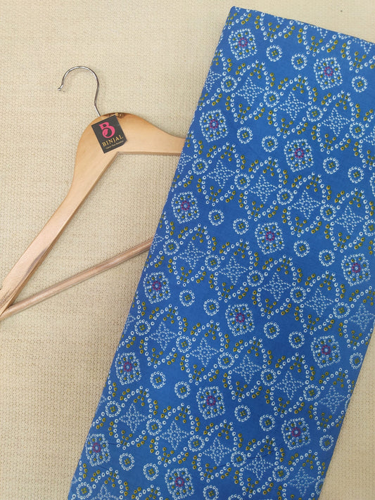 INDIGO BANDHEJ PATTERN HANDPRINTED COTTON FABRIC