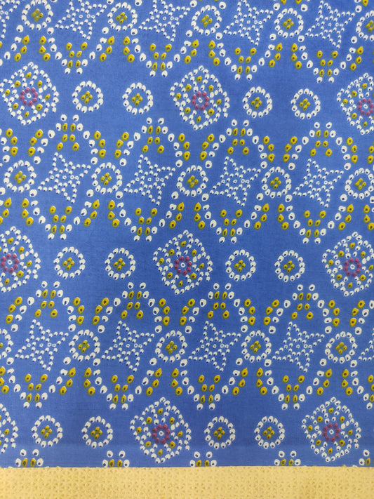 INDIGO BANDHEJ PATTERN HANDPRINTED COTTON FABRIC