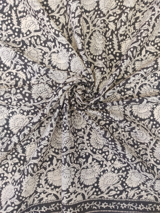 BLACK GAD JAAL HANDPAINTED COTTON FABRIC