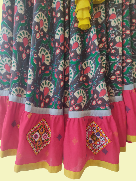 E-HALO COLLECTION KALAMKARI BIRD SKIRT