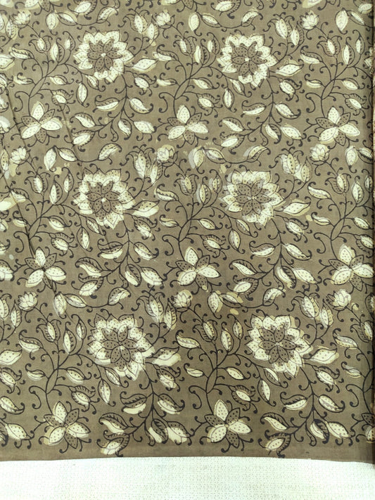 OLIVE NATURAL DYES JAAL PRINT HANDBLOCK PRINTED COTTON FABRIC
