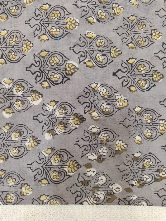 NATURAL DYES  BUTTI  HANDBLOCK PRINTED JACQUARD COTTON FABRIC