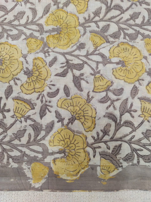 NATURAL DYES JAAL  HANDBLOCK PRINTED MUL COTTON FABRIC