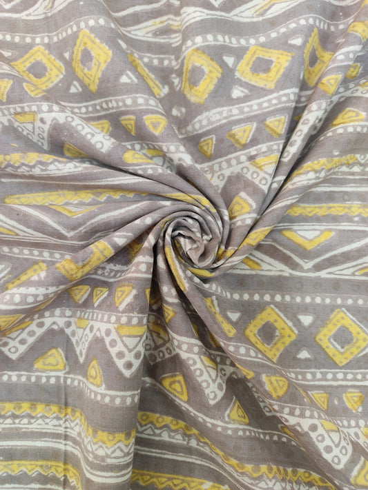 NATURAL DYES STRIPES  HANDBLOCK PRINTED COTTON FABRIC